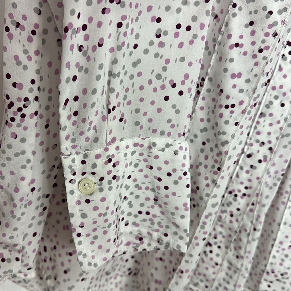 Donna Karan Silk Polka Dot Button Closure Long Sleeve Blouse Size M - Picture 4 of 12